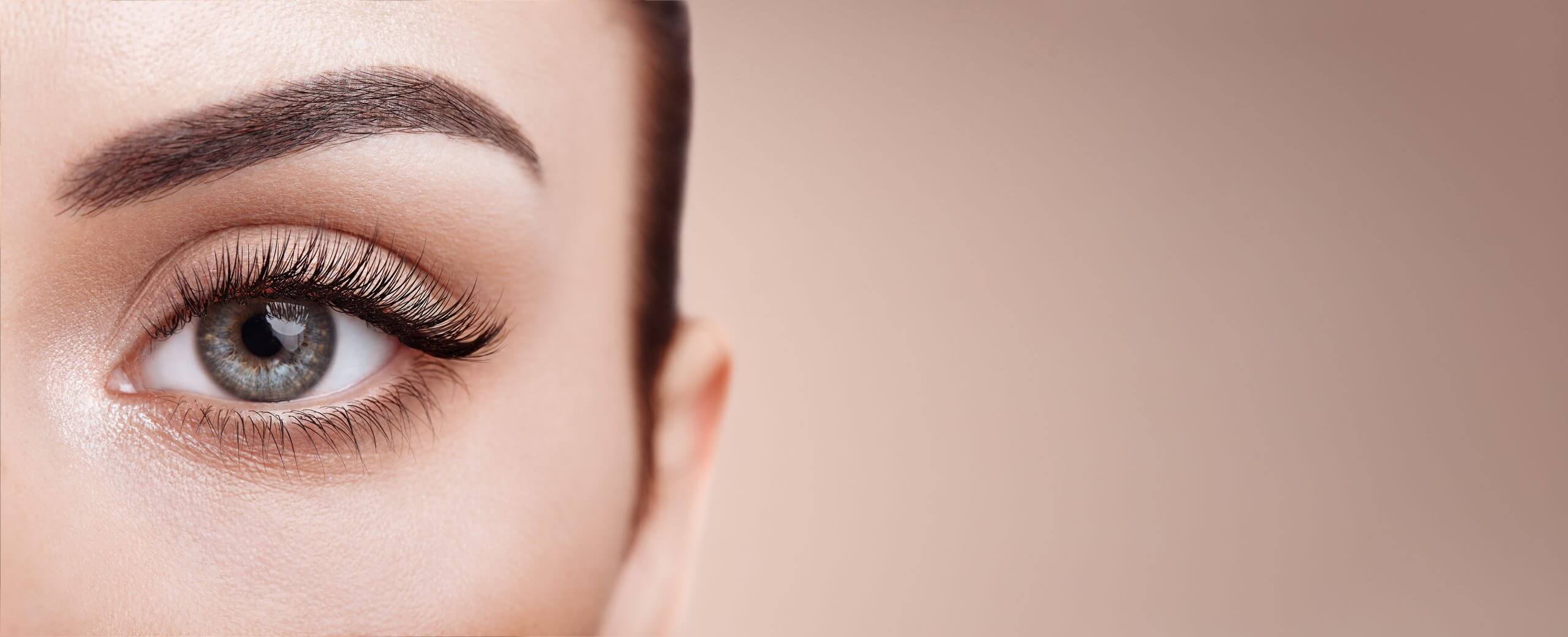 Woman eye lashes in closeup
